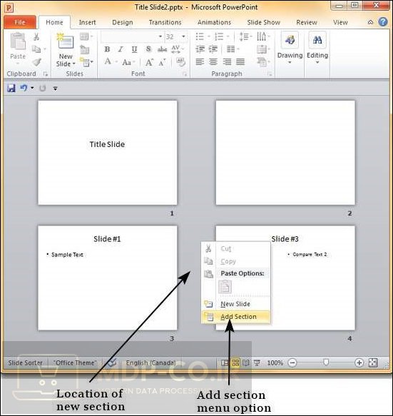 کاربرد سکشن در پاورپوینت چیست ؟