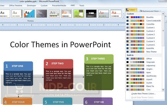 تمام آنچه درباره رنگ بندی ها ، کنترل و استفاده از آن ها در پاورپوینت باید بدانیم تمام آنچه درباره رنگ بندی ها ، کنترل و استفاده از آن ها در پاورپوینت باید بدانیم